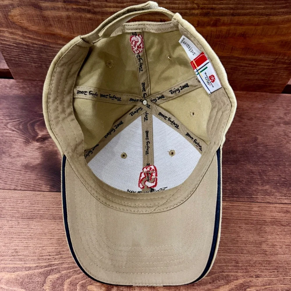 Beijing 2008 Olympics Hat Khaki Tan Embroidered Adjustable Baseball Cap Souvenir